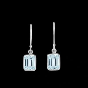 Sterling Silver Light Blue Gemstone Drop Earrings